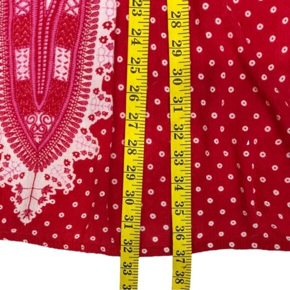 Sundress Boho Breezy Stretchy Smocked Bodice Indian Gauzy Material Red Pink OS - Picture 8 of 16